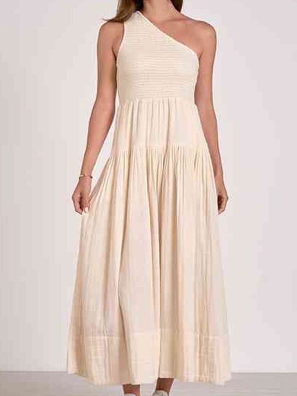 Elan One Shoulder Smocked Maxi Dress